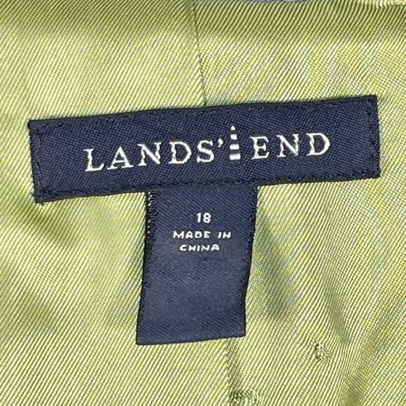 Land’s End Wool Mohair Blend Blue Herringbone Tweed Blazer Jacket Size 18 Lined - Picture 4 of 13